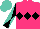 Hot Pink, Black triple Diamond, Black And Turquoise diabolo Sleeves, Turquoise Cap