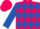 Hot pink, royal blue diamonds, pink bars on royal blue sleeves