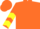 Orange, black 'wc', yellow chevrons on sleeves, orange cap