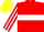 Red, White striped sleeves and hoop on Yellow cap