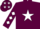 Maroon, white star, maroon sleeves, white diamonds, maroon cap, white stars