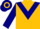 Gold, navy blue chevron and sleeves, hooped cap