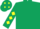 Dark green, yellow diamonds on sleeves and cap