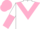 White, pink triangular panel, white and pink halved sleeves, pink cap