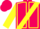 Hot pink, yellow sash, yellow seams on sleeves
