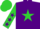 Purple, lime green star and sleeves, purple stars and cuffs, lime green cap