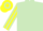 Light green, yellow striped sleeves, yellow and light green hooped cap