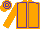 Orange, purple seams, hooped cap