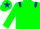 Green body, dark blue epaulettes, green arms, green cap, dark blue star