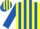 Yellow, royal blue 'mlb', royal blue stripes on sleeves