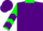 Purple, green m, green collar, green sleeves, purple chevrons & cuffs