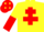 Yellow, red cross of lorraine, halved sleeves, red cap, yellow diamonds