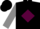 Black, grey belt, maroon diamond stripe on grey sleeves, grey stripe on black cap