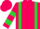 Hot pink, lime green braces and 'sfs', two lime hoops on sleeves