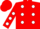 Red, white circled 'h' and dots, white dots on sleeves, red cap