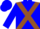 Blue, brown cross sashes, blue cap