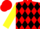 Red, ts on back, black diamonds front, black diamonds on yellow sleeves