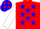 Red, blue bar 'k', blue stars on white sleeves
