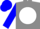 Gray, white ball, blue 'm', blue sleeves, two white hoops, blue cap