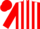 Red, navy 'mn', white stripes, red cap