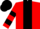 Red, black panel, hooped sleeves, black cap