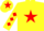Yellow, red star, diamonds on sleeves, yellow cap, red star