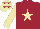 Maroon, beige star and sleeves, beige cap, maroon stars
