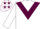 White body, garnet chevron, white arms, white cap, garnet stars