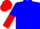 Blue, blue & Red Halved sleeves, Red cap,