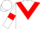 White body, red chevron, white arms, red armlets, white cap, red hooped