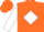 Orange,orange 'p' on white diamond, white seam on sleeves