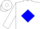 White, blue 'h' in blue diamond frame