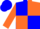 Blue and orange quarters, orange sleeves, blue cap