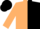 Tan and black halved horizontally, turquoise green band, armband and cap