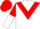 White, red chevron, red and white halved sleeves, red cap