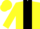 Yellow, black stripe, yellow sleeves, black cuffs, yellow cap, black peak