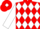 Red & white diamonds, white sleeves, white diamond on cap