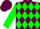 Maroon, green diamonds, green sleeves, maroon cap