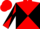 Red and black diagonal quarters, red and black diagonally quartered sleeves, red cap