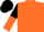 Dayglo orange, black and dayglo orange halved sleeves, black cap