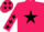 Rose body, black star, rose arms, black stars, rose cap, black stars