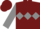 Burgundy, grey diamond hoop, grey diamond hoop on sleeves, burgundy cap