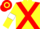 Yellow, red cross belts, yellow sleeves, white armlets, red and yellow hooped cap