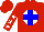 Red, blue cross on white ball, white stars on sleeves