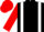 Black, white braces, red sleeves and cap
