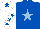 Royal blue, light blue star, white sleeves, royal blue stars, white cap, royal blue star