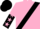 Pink, black sash, pink stars on sleeves, pink and black halved cap