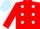 Red, white spots, light blue cap