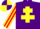 Purple, yellow cross of lorraine, yellow & red striped sleeves, purple & yellow quartered cap