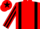 Red, black braces, striped sleeves, black star on cap